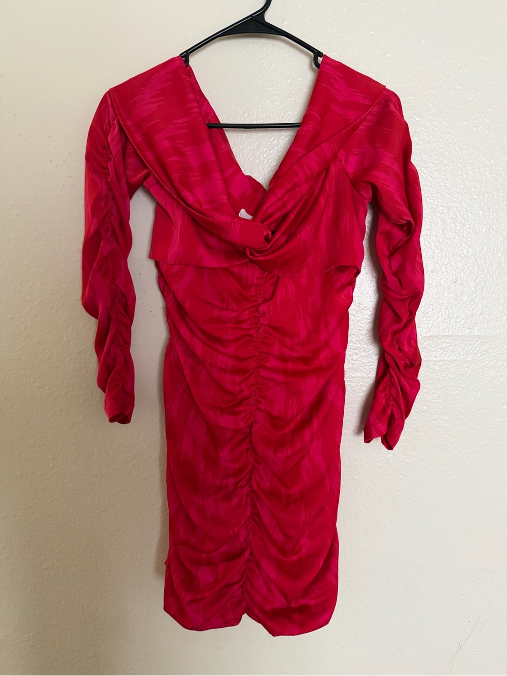 H&M Fuchsia Ruched Long-Sleeve Dress